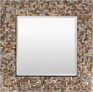 Livabliss Overton Square Mother of Pearl Mosaic Wall Mirror Artisan Shell Inlay Coastal Decor OVE-3300