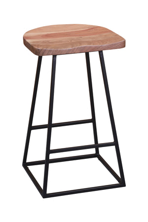 Porter Designs Clement Solid Acacia Wood Bar Stool With Sleek Lines And Comfortable Scooped Seat Natural Wood 07-196-10-2097