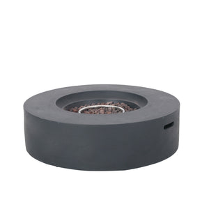 English Elm Lightweight Concrete Round Outdoor Fire Pit 50000 Btu Modern Low Profile Dark Gray 59240.00-50K