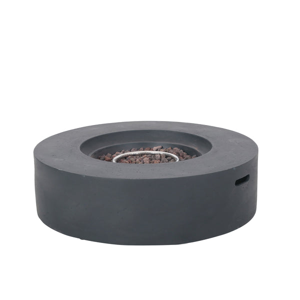 English Elm Lightweight Concrete Round Outdoor Fire Pit 50000 Btu Modern Low Profile Dark Gray 59240.00-50K