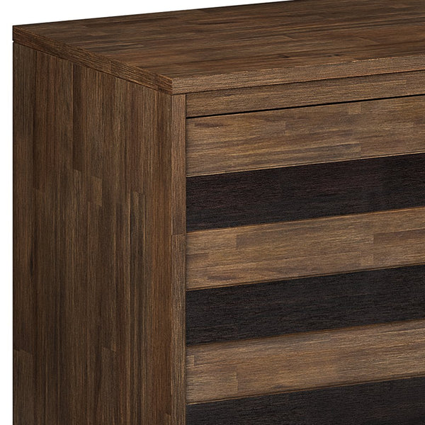 English Elm Clarkson Solid Acacia Sideboard Buffet in Rustic Aged Brown — 3 Drawers, 2 Adjustable Shelves, Mid-Century Storage B136P158777
