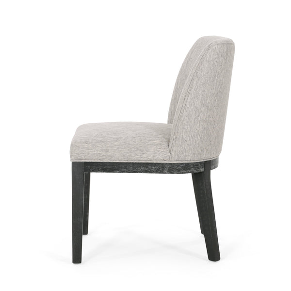 English Elm Dining Chair Set of 2 Solid Wood Textured Fabric Upholstered Farmhouse Modern Style 69408.00FLGRY