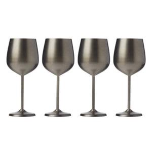 Lenox Cambridge 18 Oz Brushed Black Stainless Steel White Wine Glasses, Set of 4 Black, BLACK METAL EW004CBBLKDS