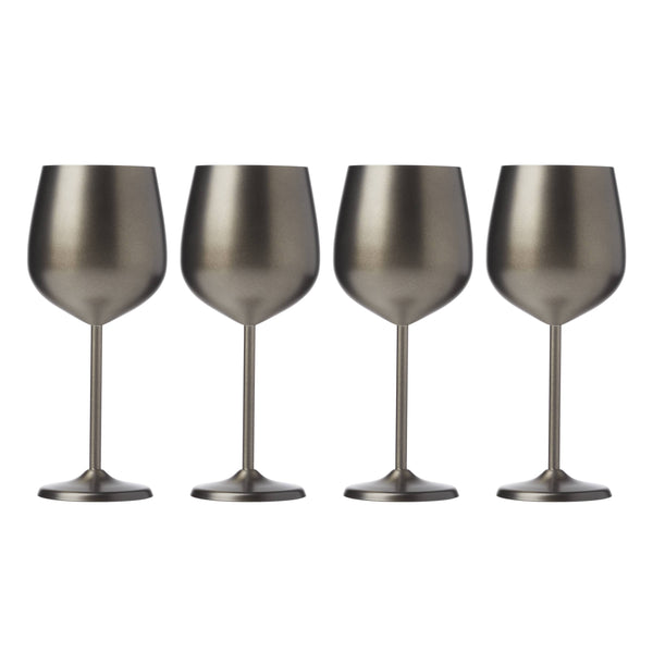 Lenox Cambridge 18 Oz Brushed Black Stainless Steel White Wine Glasses, Set of 4 Black, BLACK METAL EW004CBBLKDS