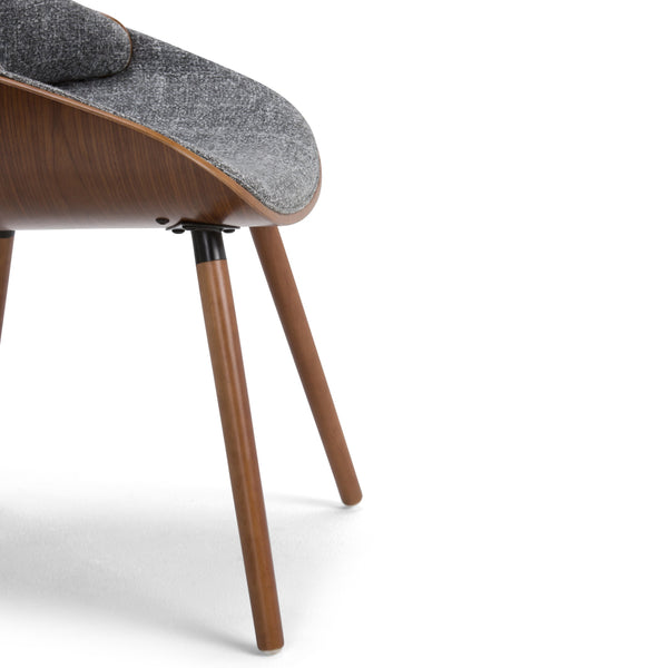 English Elm Malden Bentwood Dining Chair - Elegant Mid-Century Design With Gray Woven Upholstery & Comfort B136P158906