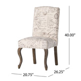 Christopher Knight Home® - Noble House - Crown Top French Script Beige Fabric Dining Chair - Set of 2