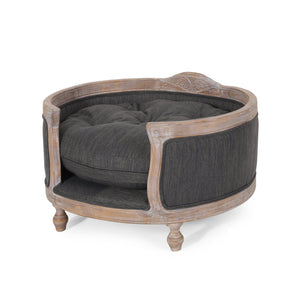 English Elm Pet Bed with Tufted Cushion Solid Birch Turned Legs Upholstered Living Room Sofa Style 72913.00