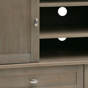 English Elm Warm Shaker Tv Media Stand - Handcrafted Distressed Grey, Rustic Charm With Ample Storage Solutions B136P159719-GIGA