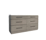 Parker House Pure Modern Bedroom 6 Drawer Dresser and Mirror Moonstone Oak Solids / Oak Veneers BPUR-2131-2