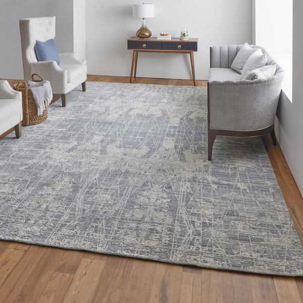 Feizy Rugs Eas69a0f Eastfield Artisanal Hand-woven Viscose And Wool Abstract Rug - Modern Style For Any Space Gray Viscose,Wool Eas69a0fgry000c00