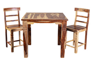 Porter Designs Porter Taos Solid Sheesham Wood 54" Square Counter Table - Timeless Craftsmanship & Artful Design Natural Wood 07-196-08-9027nl