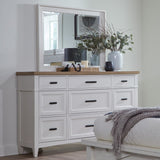 Parker House Americana Modern Bedroom 9 Drawer Dresser and Mirror Cotton Poplar Solids / Birch Veneers BAME-2131-2