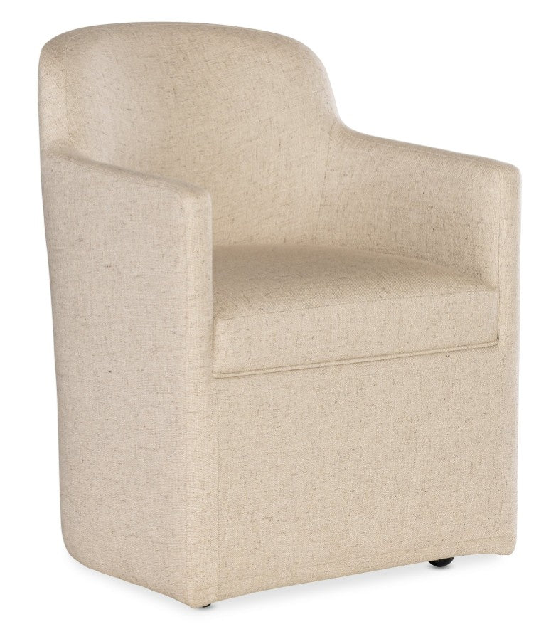 Hooker Furniture Commerce Upholstered Arm Chair With Barrel Silhouette, Performance Fabric & Casters For Mobility And Style Beige 7228-75010-05