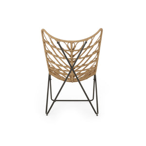 English Elm Bryson Wicker Rattan Outdoor Accent Chair Boho Modern Patio Seating with Geometric Base 70651.00LBRN