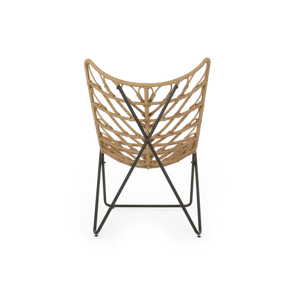 English Elm Bryson Wicker Rattan Outdoor Accent Chair Boho Modern Patio Seating with Geometric Base 70651.00LBRN