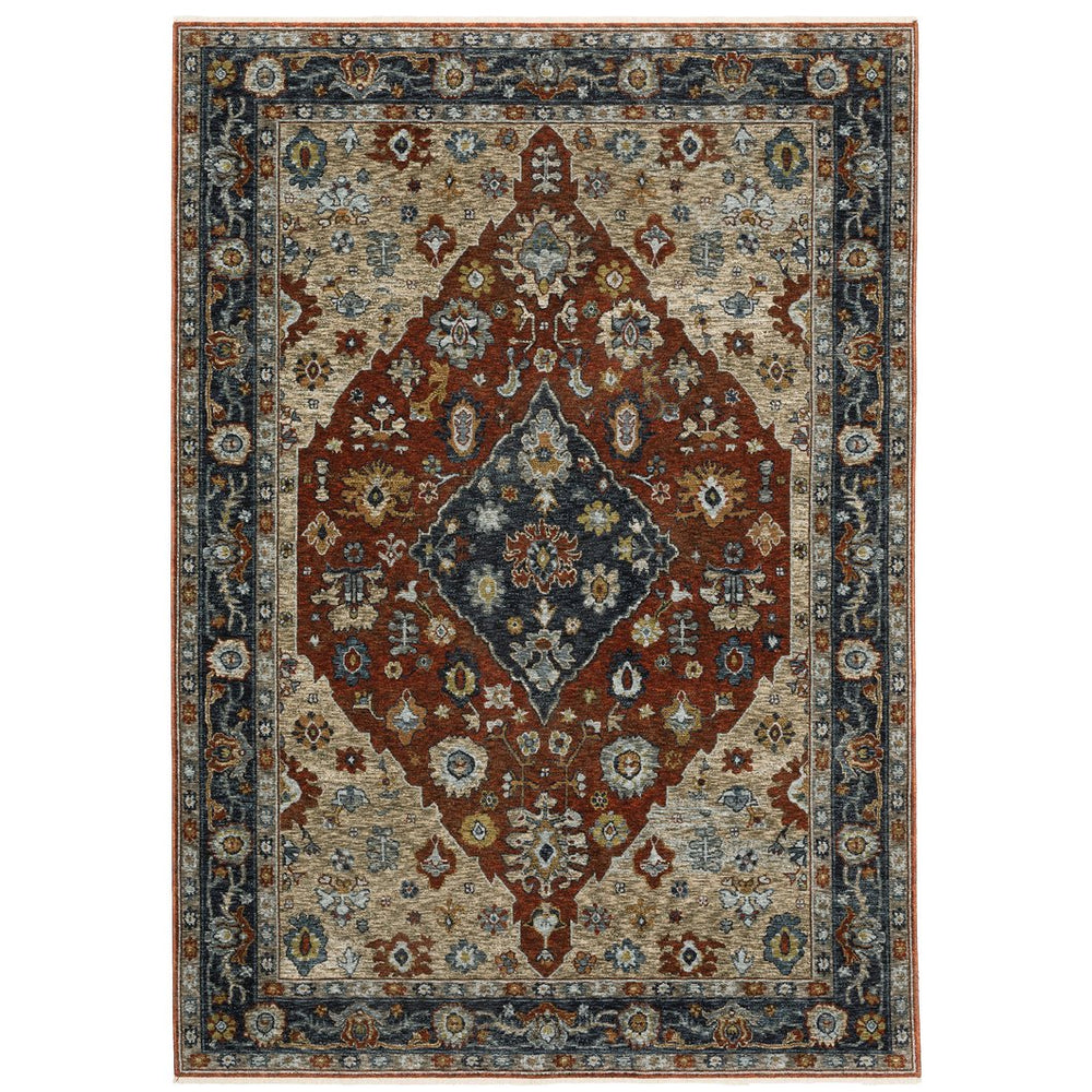Oriental Weavers Aberdeen Indoor Area Rug - Exquisite Heirloom Design, Soft Polyester, Bohemian Charm, Jewel Tones Rust,Blue Polyester A1143h060092st