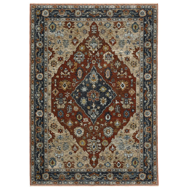 Oriental Weavers Aberdeen Indoor Area Rug - Exquisite Heirloom Design, Soft Polyester, Bohemian Charm, Jewel Tones Rust,Blue Polyester A1143h060092st