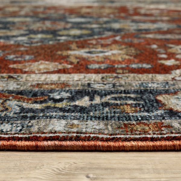 Oriental Weavers Aberdeen Indoor Area Rug - Exquisite Heirloom Design, Soft Polyester, Bohemian Charm, Jewel Tones Rust,Blue Polyester A1143h060092st