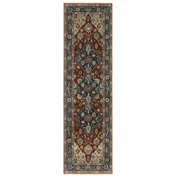 Oriental Weavers Aberdeen Indoor Area Rug - Exquisite Heirloom Design, Soft Polyester, Bohemian Charm, Jewel Tones Rust,Blue Polyester A1143h068235st