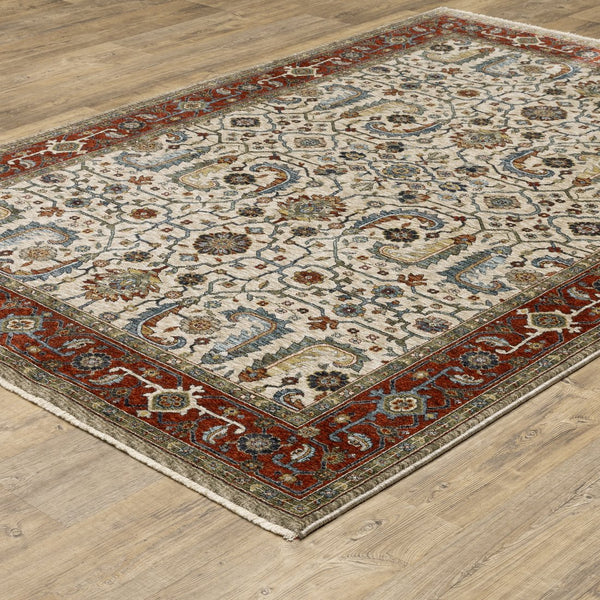 Oriental Weavers Aberdeen Indoor Area Rug – Exquisite Heirloom Design With Rich Jewel Tones And Soft Polyester Weave Ivory,Red Polyester A144d1060092st