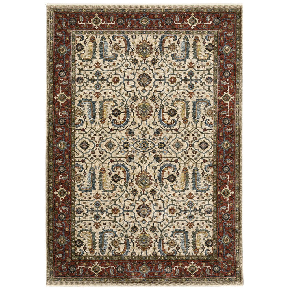 Oriental Weavers Aberdeen Indoor Area Rug – Exquisite Heirloom Design With Rich Jewel Tones And Soft Polyester Weave Ivory,Red Polyester A144d1060092st