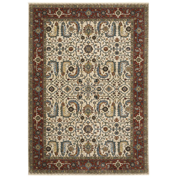 Oriental Weavers Aberdeen Indoor Area Rug – Exquisite Heirloom Design With Rich Jewel Tones And Soft Polyester Weave Ivory,Red Polyester A144d1060092st