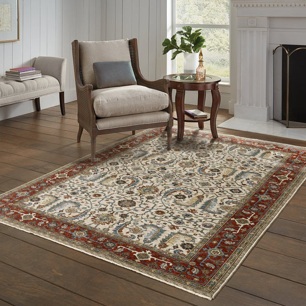 Oriental Weavers Aberdeen Indoor Area Rug – Exquisite Heirloom Design With Rich Jewel Tones And Soft Polyester Weave Ivory,Red Polyester A144d1060092st