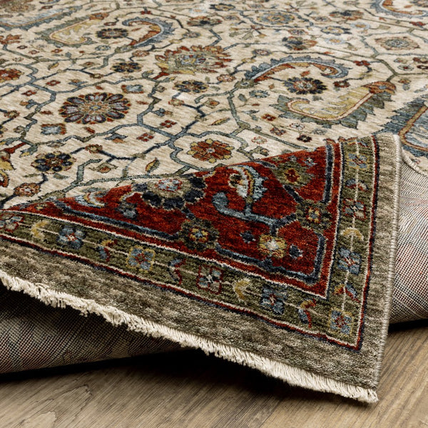 Oriental Weavers Aberdeen Indoor Area Rug – Exquisite Heirloom Design With Rich Jewel Tones And Soft Polyester Weave Ivory,Red Polyester A144d1068235st