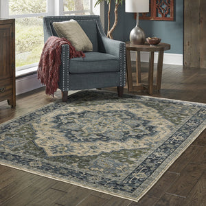 Oriental Weavers Aberdeen Indoor Area Rug - Luxurious Heirloom Design In Jewel Tones For Timeless Home Décor Blue,Tan Polyester A051g1060092st