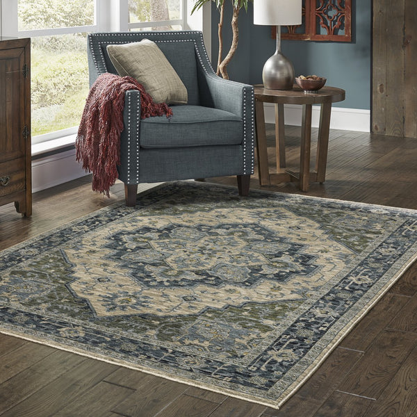 Oriental Weavers Aberdeen Indoor Area Rug - Luxurious Heirloom Design In Jewel Tones For Timeless Home Décor Blue,Tan Polyester A051g1060092st