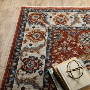 Oriental Weavers Aberdeen Indoor Area Rug - Elegant Heirloom Design With Rich Jewel Tones For Timeless Decor Red,Ivory Polyester A562r1068235st