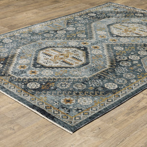 Oriental Weavers Aberdeen Indoor Area Rug - Luxurious Soft Polyester, Vintage Design With Rich Jewel Tones & Fringe Blue,Gold Polyester A7150b060092st