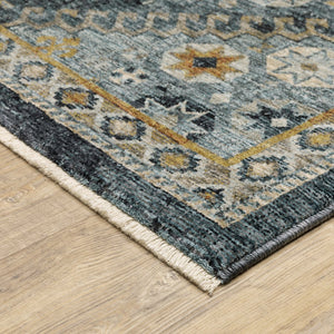 Oriental Weavers Aberdeen Indoor Area Rug - Luxurious Soft Polyester, Vintage Design With Rich Jewel Tones & Fringe Blue,Gold Polyester A7150b068235st