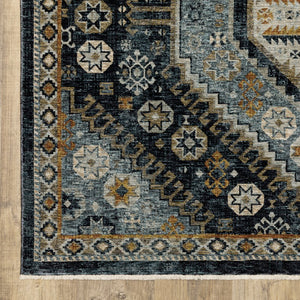 Oriental Weavers Aberdeen Indoor Area Rug - Luxurious Soft Polyester, Vintage Design With Rich Jewel Tones & Fringe Blue,Gold Polyester A7150b068235st