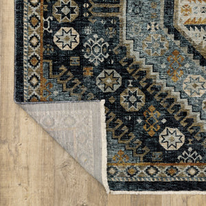 Oriental Weavers Aberdeen Indoor Area Rug - Luxurious Soft Polyester, Vintage Design With Rich Jewel Tones & Fringe Blue,Gold Polyester A7150b068235st