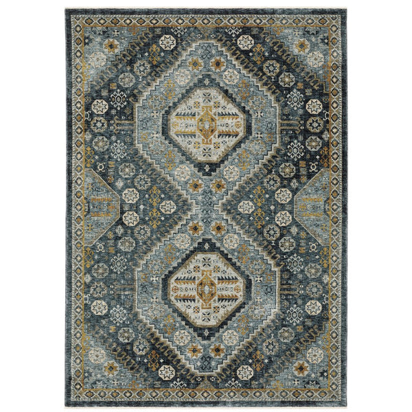 Oriental Weavers Aberdeen Indoor Area Rug - Luxurious Soft Polyester, Vintage Design With Rich Jewel Tones & Fringe Blue,Gold Polyester A7150b060092st
