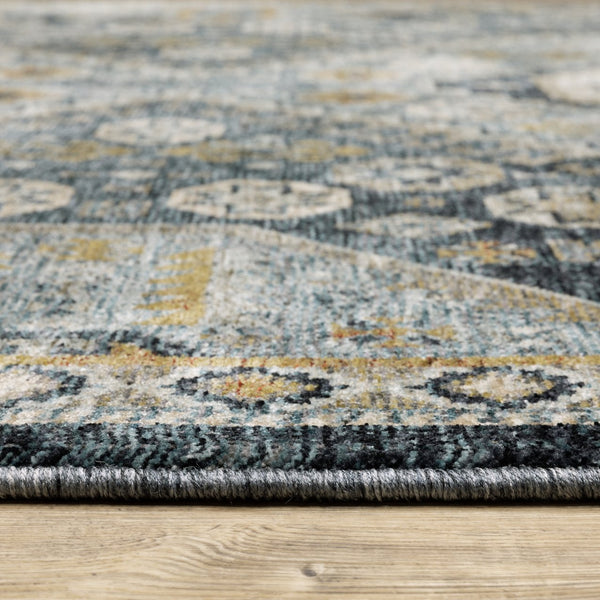 Oriental Weavers Aberdeen Indoor Area Rug - Luxurious Soft Polyester, Vintage Design With Rich Jewel Tones & Fringe Blue,Gold Polyester A7150b068235st