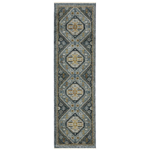 Oriental Weavers Aberdeen Indoor Area Rug - Luxurious Soft Polyester, Vintage Design With Rich Jewel Tones & Fringe Blue,Gold Polyester A7150b068235st