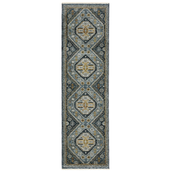 Oriental Weavers Aberdeen Indoor Area Rug - Luxurious Soft Polyester, Vintage Design With Rich Jewel Tones & Fringe Blue,Gold Polyester A7150b068235st