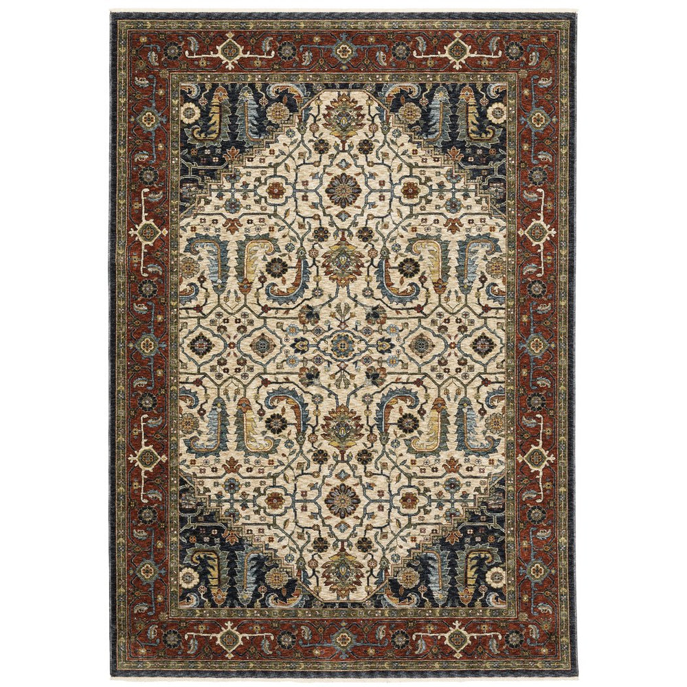 Oriental Weavers Aberdeen Indoor Area Rug - Luxurious Heirloom Design With Soft Polyester & Bohemian Flair, Perfect Accent Ivory,Red Polyester A752w1060092st