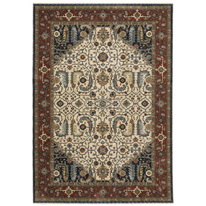 Oriental Weavers Aberdeen Indoor Area Rug - Luxurious Heirloom Design With Soft Polyester & Bohemian Flair, Perfect Accent Ivory,Red Polyester A752w1060092st