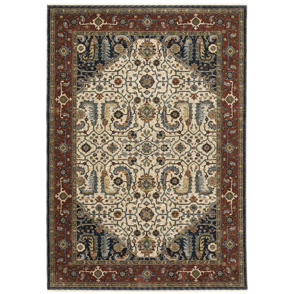 Oriental Weavers Aberdeen Indoor Area Rug - Luxurious Heirloom Design With Soft Polyester & Bohemian Flair, Perfect Accent Ivory,Red Polyester A752w1060092st