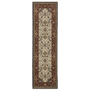 Oriental Weavers Aberdeen Indoor Area Rug - Luxurious Heirloom Design With Soft Polyester & Bohemian Flair, Perfect Accent Ivory,Red Polyester A752w1068235st
