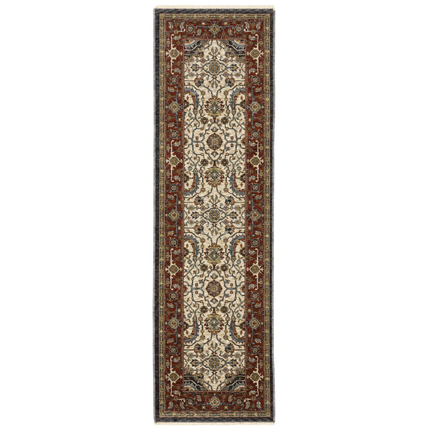 Oriental Weavers Aberdeen Indoor Area Rug - Luxurious Heirloom Design With Soft Polyester & Bohemian Flair, Perfect Accent Ivory,Red Polyester A752w1068235st