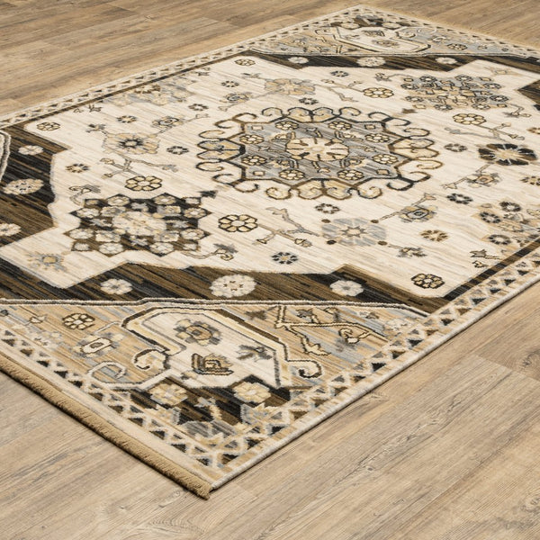 Oriental Weavers Acacia Indoor Area Rug - Earthy Tones With Cotton Fringe, Luxurious Wool Blend Woven In Egypt Brown,Grey Wool Aaca04100153st