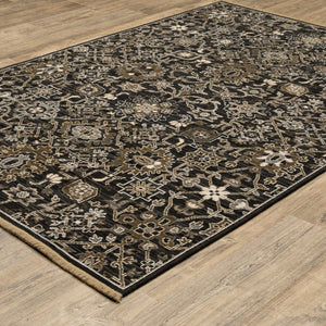 Oriental Weavers Acacia Luxurious Charcoal And Tan Area Rug - Earthy Tones With Elegant Cotton Fringe Detail Charcoal,Tan Wool Aaca05060092st