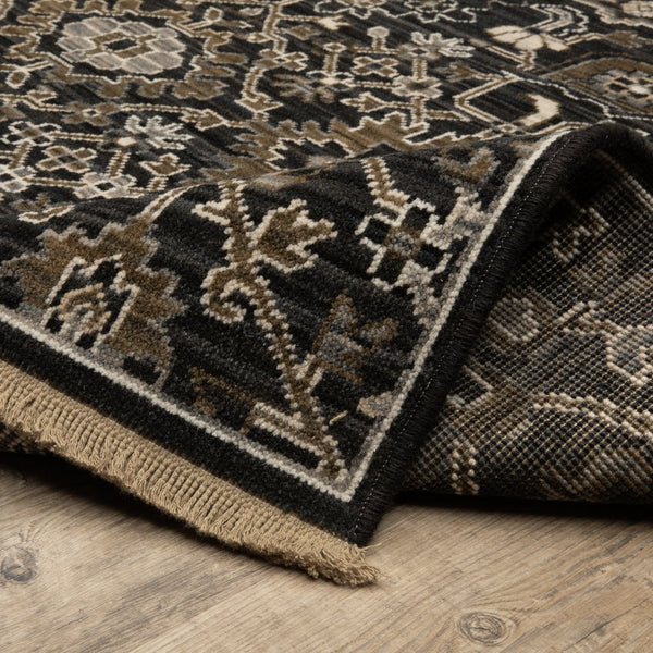 Oriental Weavers Acacia Luxurious Charcoal And Tan Area Rug - Earthy Tones With Elegant Cotton Fringe Detail Charcoal,Tan Wool Aaca05060092st