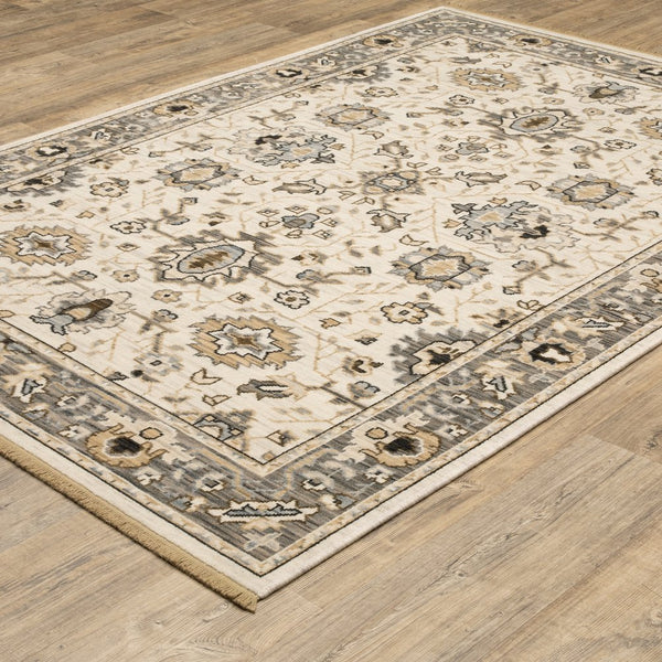 Oriental Weavers Acacia Beige & Grey Indoor Area Rug - Luxurious 5'3" X 7'6" Style With Earthy Tones & Fringe Details Beige,Grey Wool Aaca06160235st