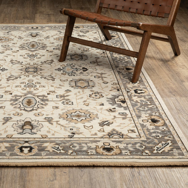 Oriental Weavers Acacia Beige & Grey Indoor Area Rug - Luxurious 5'3" X 7'6" Style With Earthy Tones & Fringe Details Beige,Grey Wool Aaca06160235st