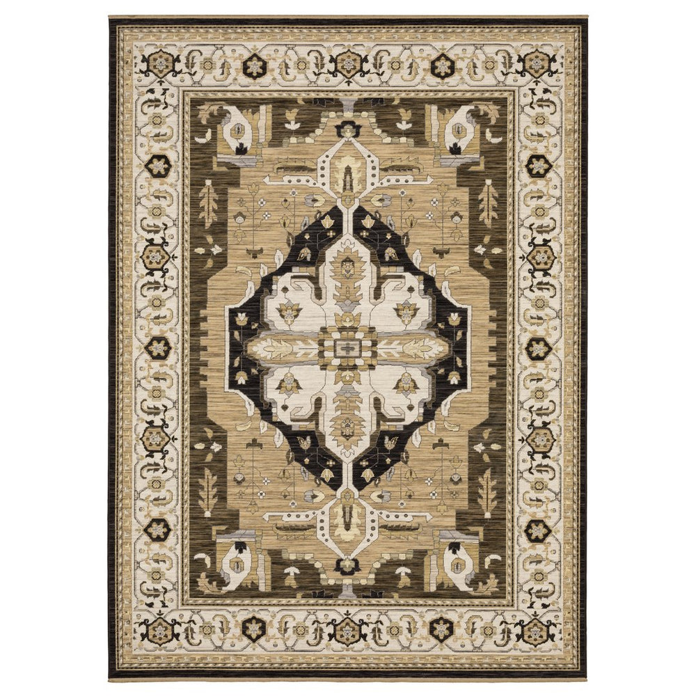 Oriental Weavers Acacia Indoor Area Rug - Elegant Earthy Tones With Cotton Fringe, Perfect For Any Home Decor Style Tan,Black Wool Aaca08240340st
